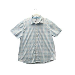 Magna Ready Arctic Cool Shirt Men Size L Blue Geometric Adaptable Short Sleeve